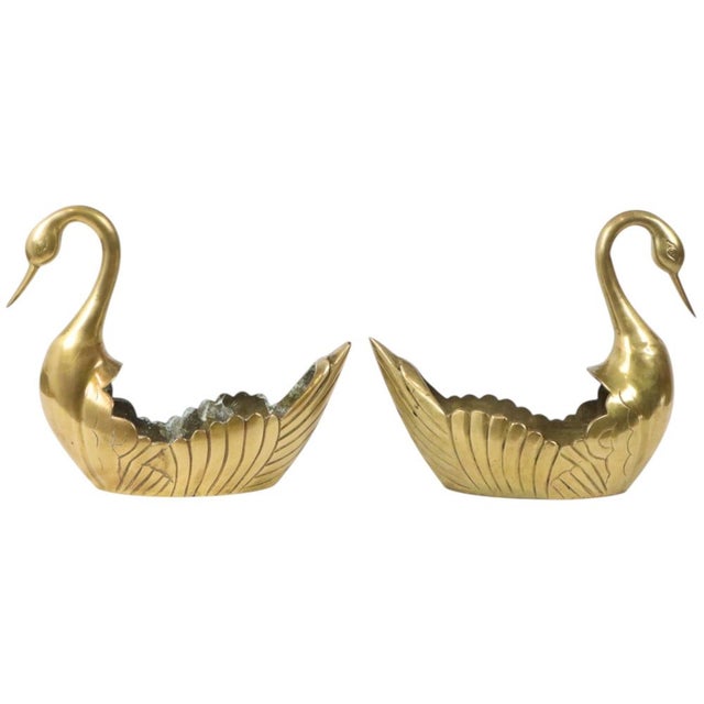 Vintage Swan Planters in Brass, Set of 2 For Sale - Image 4 of 15