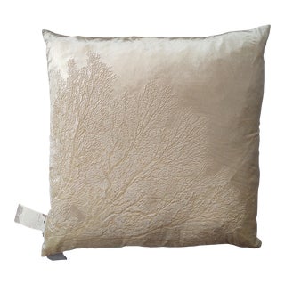 Aviva Stanoff Design Sea Fan Cream Velvet & Silk Pillow Cover For Sale