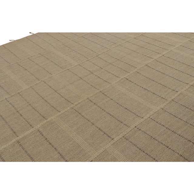 Rug & Kilim Rug & Kilim’s Modern Kilim in Beige & Brown Stripes For Sale - Image 4 of 7