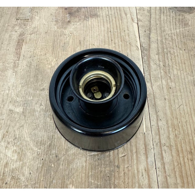 Vintage Brown Bakelite Wall or Ceiling Light with Milk Glass, 1960s For Sale - Image 6 of 10