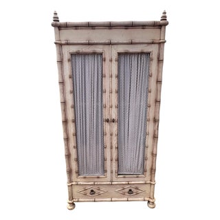 Vintage Faux Bamboo Armoire For Sale