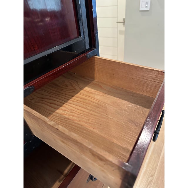 Antique Meji Period Three Section Japanese Isho Tansu Clothing Chest For Sale - Image 12 of 14