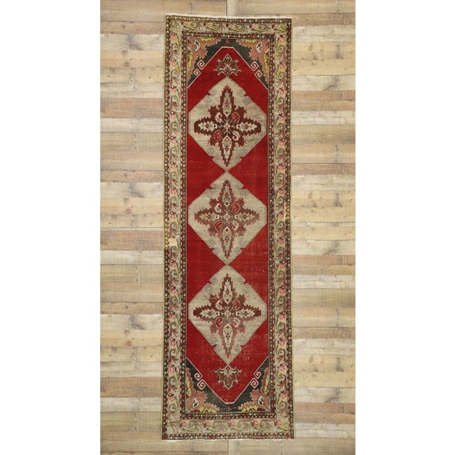 Red Vintage Turkish Oushak Rug Runner - 03'07 X 11'07 For Sale - Image 8 of 8