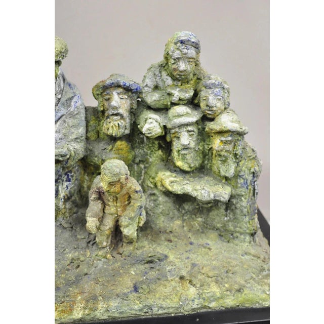 "Tashlich" by Samuel M Segal Judaism Vintage Brutalist Green Plaster Sculpture For Sale - Image 4 of 12