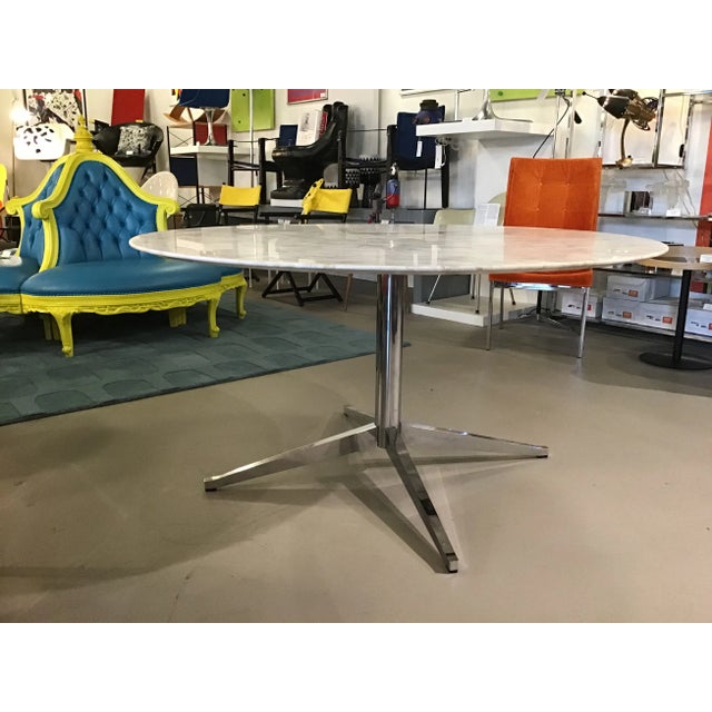 Mid 20th Century Calacatta Marble Top Dining Table Attributed to Florence Knoll For Sale In Denver - Image 6 of 13