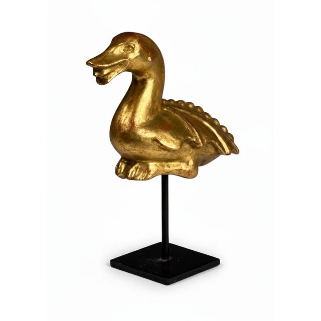 Antique Folk Art Giltwood Mythical Duck Sculpture, 1850 For Sale - Image 12 of 12