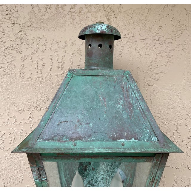 Metal Single Vintage Wall Hanging Copper Lantern For Sale - Image 7 of 12