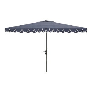 Elegant 6.5x10 Rectangle Umbrella - Navy/White For Sale