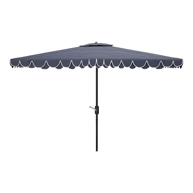 Elegant 6.5x10 Rectangle Umbrella - Navy/White For Sale