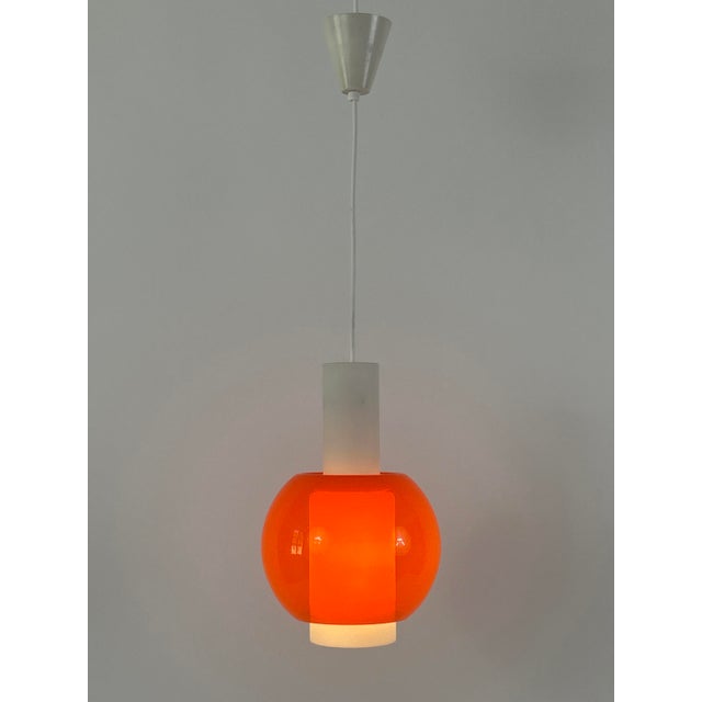Mid-Century Pendant Lamp in Metal and Opaline Glass from Bünte & Remmler, Germany, 1960s For Sale - Image 12 of 18