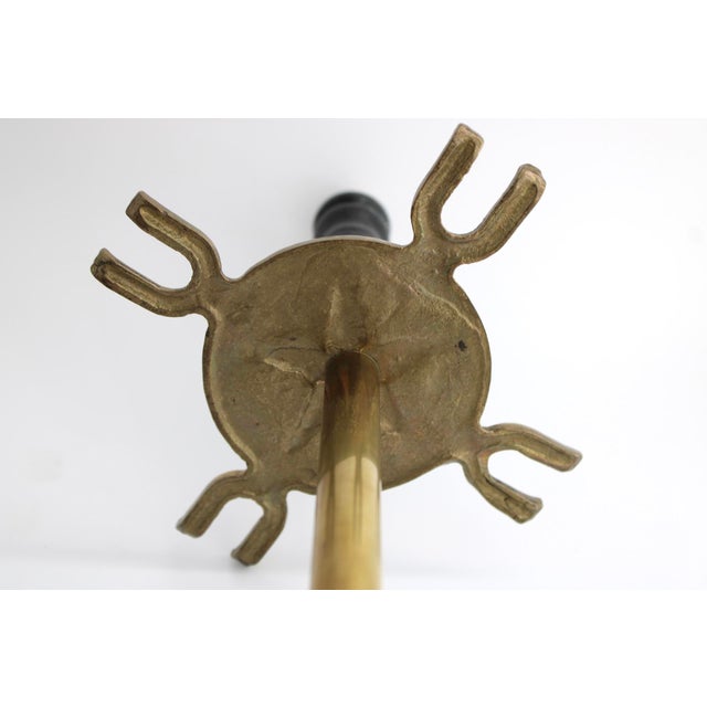 Gorgeous Vintage Brass & Marble Handle Fireplace Tool Set With Star For Sale - Image 9 of 11