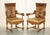 Gothic Revival Hand Carved Walnut and Brown Leather Dining Chairs, Set of 6 For Sale - Image 12 of 18