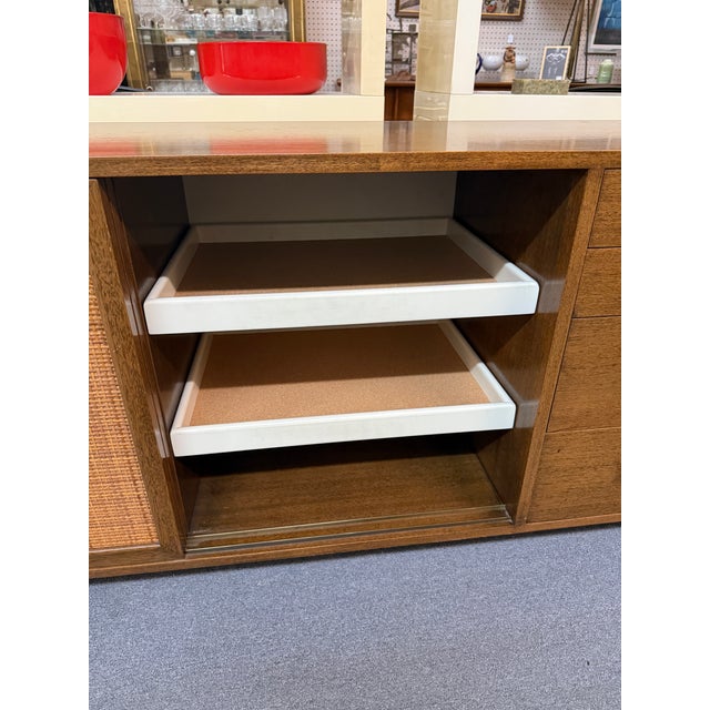 Wood Harvey Probber Mahogany + Caned Door Credenza C1950s For Sale - Image 7 of 17