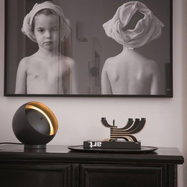Black Metal Eva Table Lamp by Francesca Borelli for Oluce For Sale - Image 9 of 14