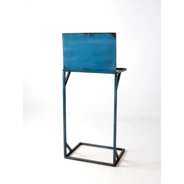 Vintage Industrial Blue Metal Standing Desk For Sale - Image 4 of 11