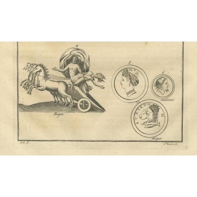 After Bernard de Montfaucon, Antique Roman Chariot Reliefs and Medallions, 1721, Engraving For Sale - Image 6 of 10