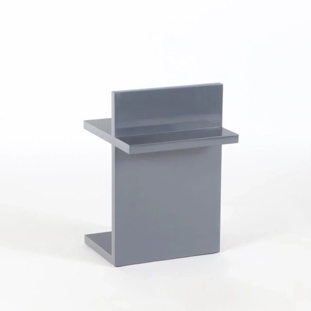 Contemporary "T" Slate Grey Lacquered Side Table Designed by Maximilian Eicke for Max Id Ny. For Sale - Image 3 of 6