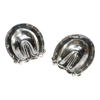 Rare Pair Sampson Mordan Antique Victorian English Sterling Silver Horse Equestrian Trinket Dish Catchall For Sale