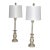 Mid Century Modern Silver Florentine Italian Painted Candlestick Lamps With Linen Shades - a Pair For Sale