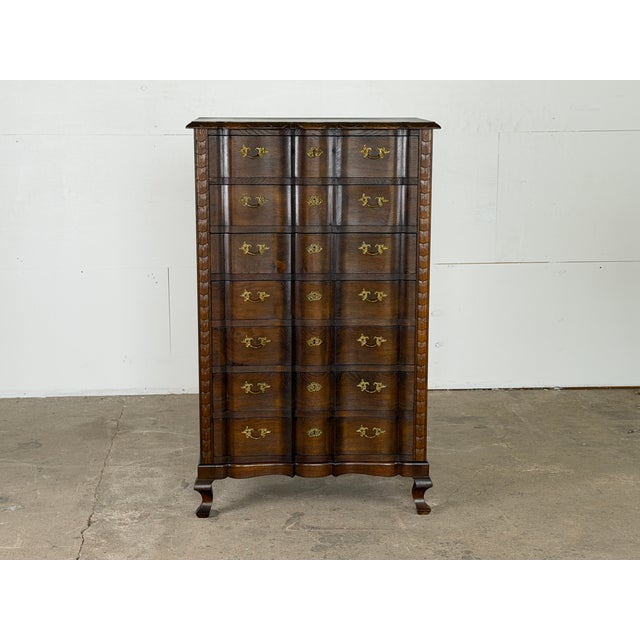 Danish Baroque Oak Serpentine Tallboy Chest of Drawers, 1940s For Sale - Image 13 of 13