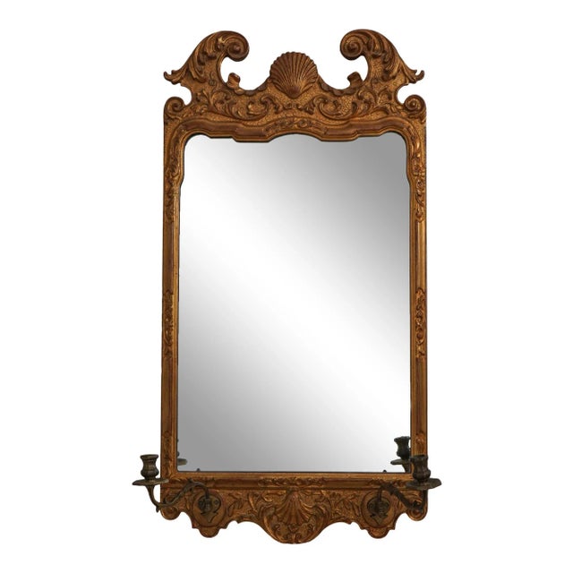 Labarge Vintage Chippendale Gold Gilt Mirror W. Candelabra For Sale - Image 13 of 13