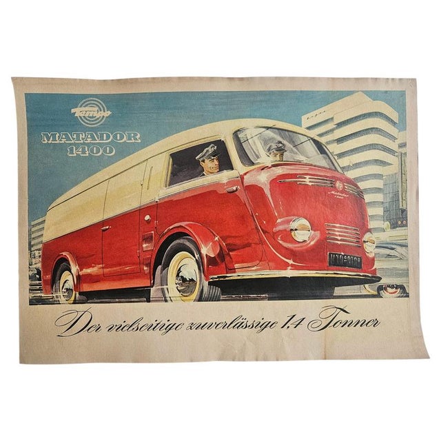 Paper Art Deco Matador Tempo 1400 Advertising Poster, 1930s For Sale - Image 7 of 7