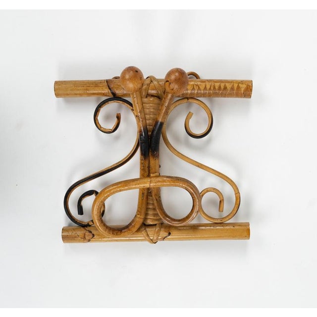 Olaf von Bohr Mid-Century Bamboo and Rattan Coat Rack in the style of Olaf von Bohr, Italy, 1960s For Sale - Image 4 of 9