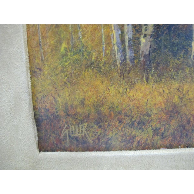 American Mark Geller Signed Original Landscape Deer Leaves of Autumn Oil Painting For Sale - Image 3 of 6