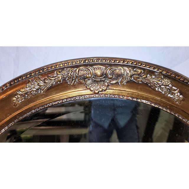 Wood 1960s Oval Gilded Beveled Mirror For Sale - Image 7 of 9