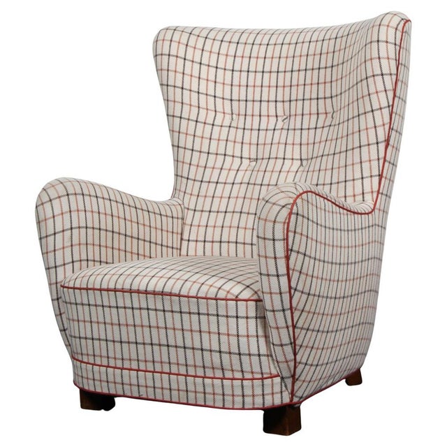 Brown Danish Cabinetmaker Lounge Chair in Wool, 1940s For Sale - Image 8 of 8