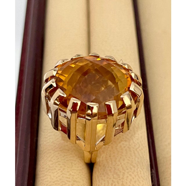 42 Carat Natural Oval Citrine Cocktail Ring in 14 Karat Yellow Gold, Estate For Sale - Image 10 of 18