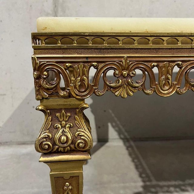 Metal Living Room Table in Brass and Marble For Sale - Image 7 of 13