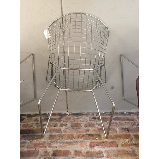 Set Six Attributed to Harry Bertoia for Knoll Wire Side Chair Mid-Century Chrome With Covers For Sale - Image 9 of 10