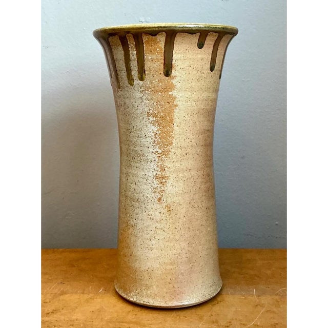 Vintage Drip Glaze Ceramic Vase For Sale - Image 4 of 12