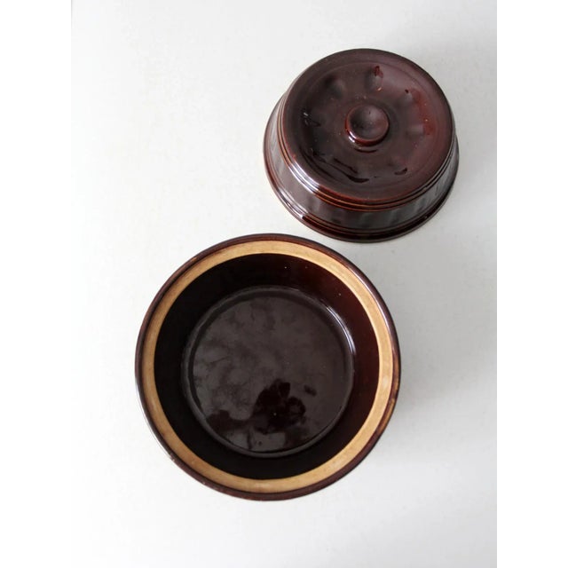 Ceramic Vintage Brown Stoneware Covered Dish For Sale - Image 7 of 13