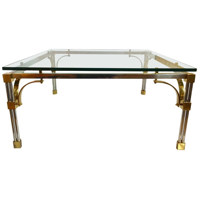 John Vesey Style Mixed Metal Square Cocktail Table For Sale