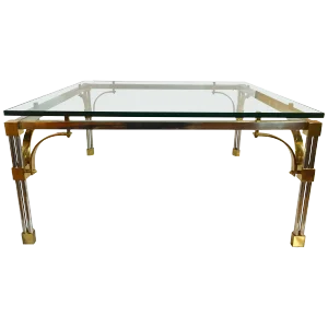 John Vesey Style Mixed Metal Square Cocktail Table