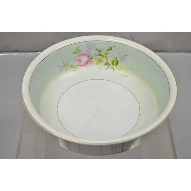 19th Century Antique Ironstone China Coxon & Co Green Porcelain Wash Bowl Basin & Pitcher For Sale - Image 5 of 12