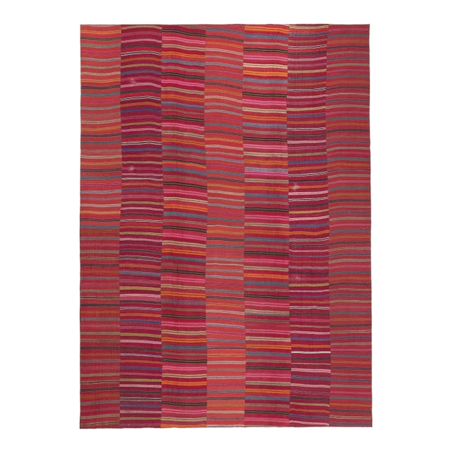 Vintage Turkish Striped Kilim Rug - 09'05 X 13'00 For Sale
