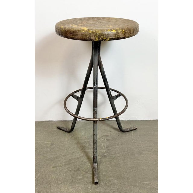 Industrial Grey Workshop Stool, 1960s For Sale - Image 9 of 17