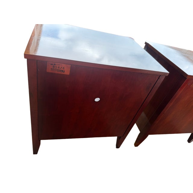 French 1960's Kindel French Regency Louis XVI Walnut Nightstands With Lattice Doors For Sale - Image 3 of 15