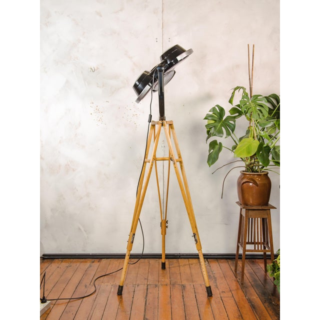 Black Black Hospital 3-Way Floor Lamp on Wooden Tripod, 2000s For Sale - Image 8 of 18