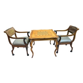 Chess/Backgammon Table and Chair Set From the 1990s, Set of 3 For Sale