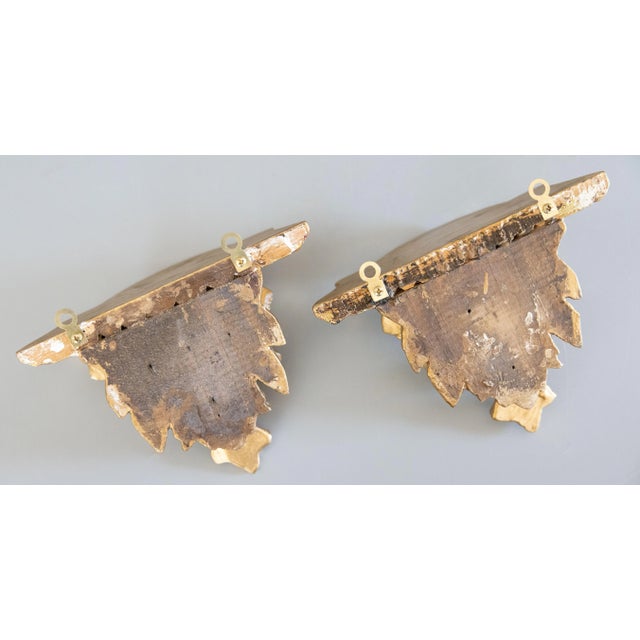 1940s Italian Giltwood Roses Wall Brackets Shelves - a Pair For Sale In Houston - Image 6 of 7