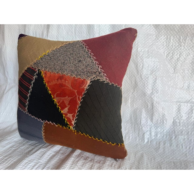 American Vintage American Patchwork Pillow For Sale - Image 3 of 3