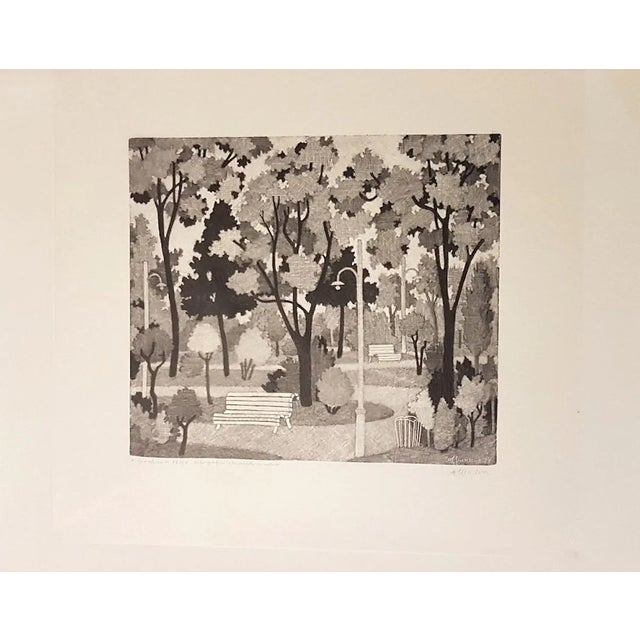 The Garden - Original Woodcut by Alberico Morena - 1958 1958 For Sale
