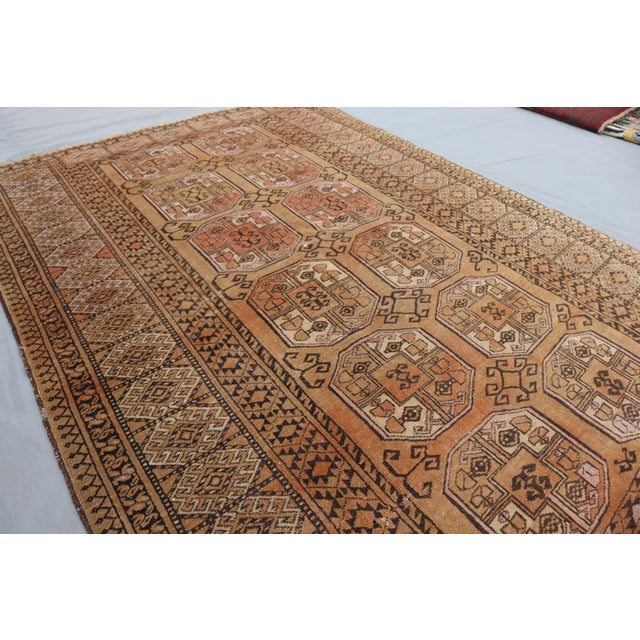 Vintage Turkoman Hand-Knotted Wool Tribal Rug For Sale - Image 4 of 8