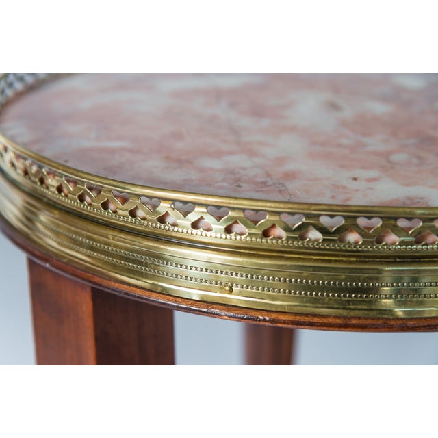 Pair of French Louis XVI Style Bouillotte Marble Top Small Side Tables For Sale - Image 4 of 10