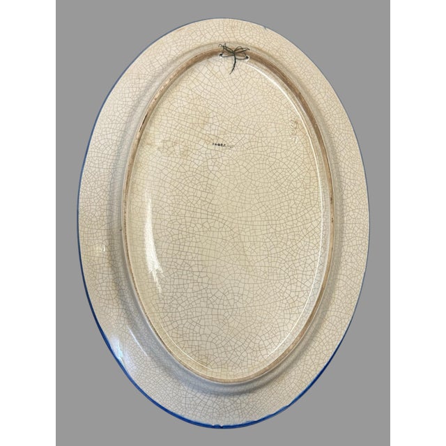 Vintage Antique Italian Fiancé Hand Painted 16" Oval Serving Dish Tray - Primavera For Sale - Image 4 of 4