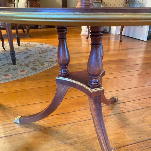 Round Tier Three Leg Regency Salon Table With Gold Claw Feet and Gold Accent For Sale - Image 11 of 18